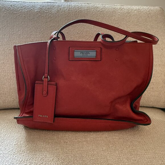 Prada Etiquette Tote in Glace Red Leather - Picture 3 of 4
